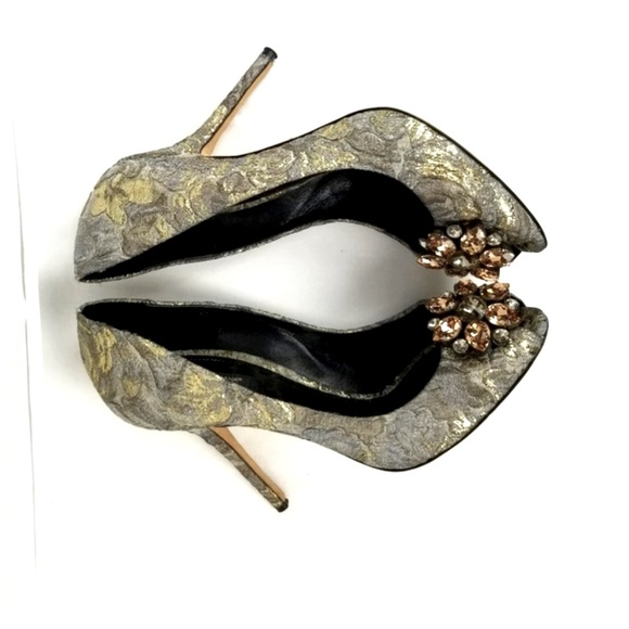 Dolce Gabbana Metallic Jacquard Crystals Heels  Pumps 40 M - Picture 6 of 7